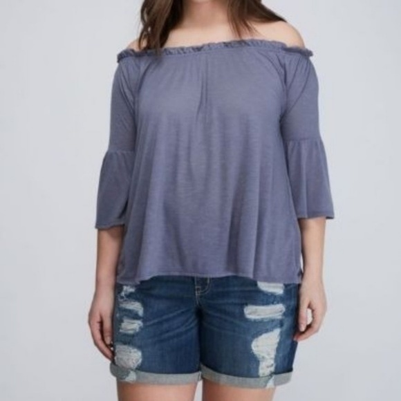 Lane Bryant Off-The Shoulder Bell‎ Sleeve Top - Picture 1 of 5